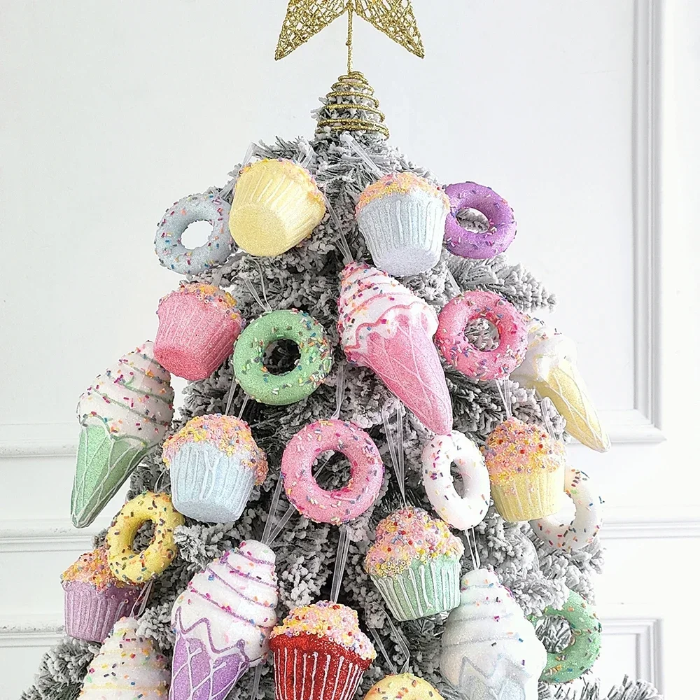 1Box Christmas Ball Ornament Balice Ice Cream Candy Shapes Xmas Tree Hanging  Pendants Home Party Navidad Christmas Decor 2024