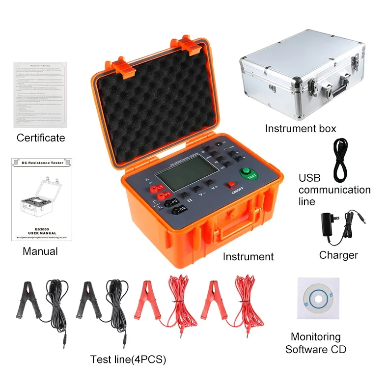 FUZRR ES3050 Digital Equipotential Tester Low Resistance Meter  Milliohmmeter Resistor Resolution 0.0001Ω DC AC Voltage Detect