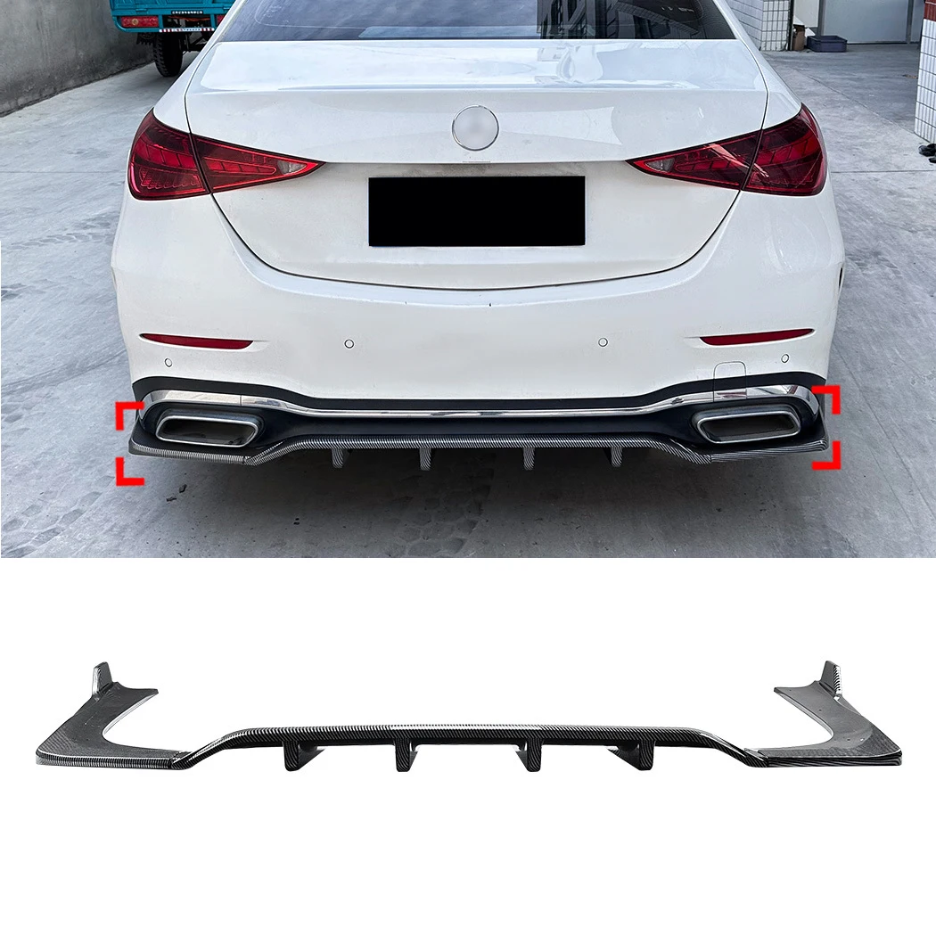 For Mercedes-Benz C-Class W206 2022‑2026 C200 C43 AMG Car Rear Bumper Diffuser Splitter Spoiler Black Carbon Body Kit