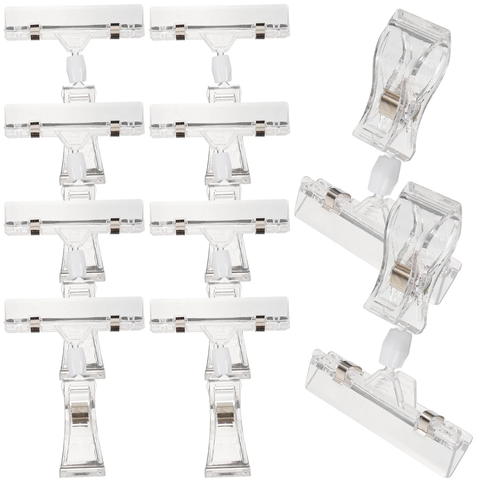 10Pcs Double Head Clip Tag Holders Rotatable Strong Base Price Sign Display Clip for Store Promotions Merchandise Notes