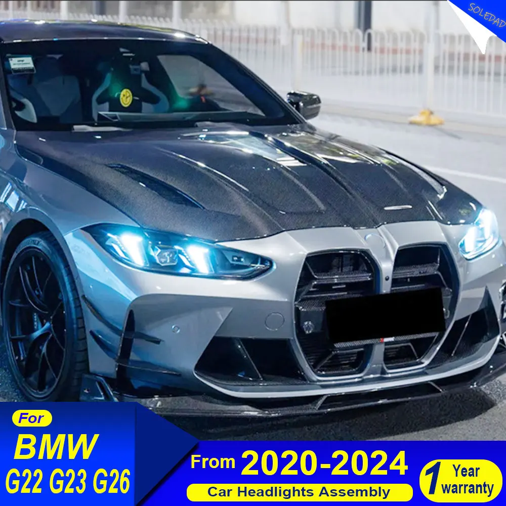 

Автомобильная фара в сборе для BMW 2021-2024 4-й серии G22, модифицированная фара Fang, светодиодная двухцветная версия, желтый, белый, передняя фара DRL