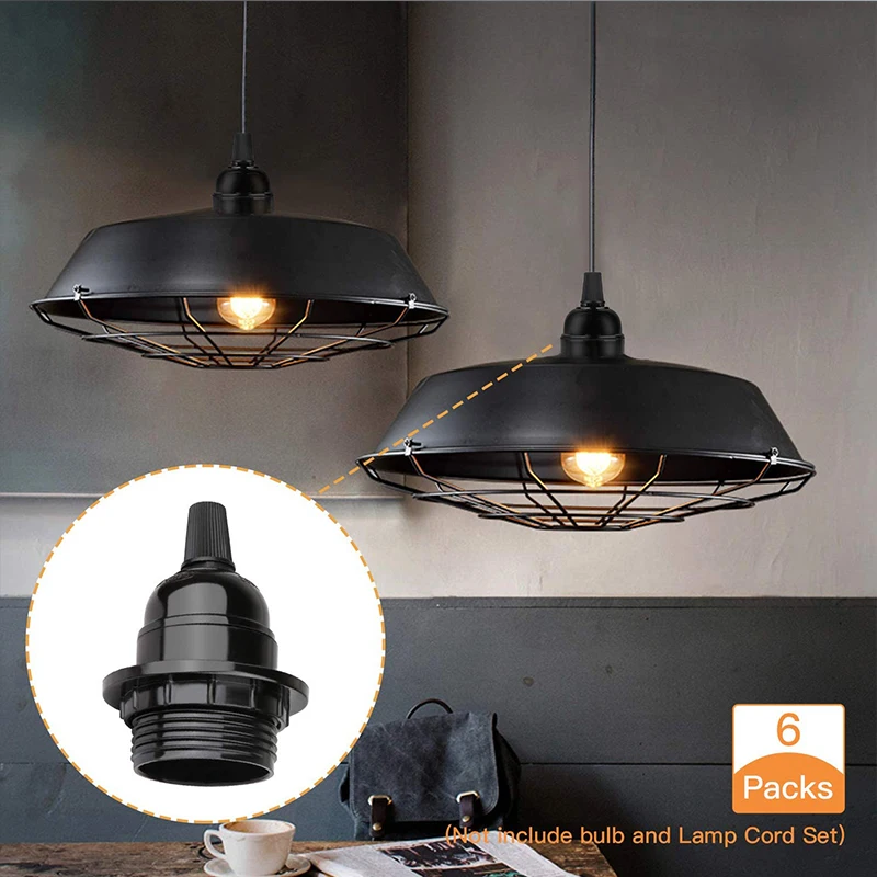 E27 Lamp Holder Vintage Bulb Holders Black Bakelite Edison Screw Lampholders Fitting DIY Pendant E27 Lamp Socket