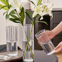 1Pcs Cylinder Flower Vase Shatterproof Plastic Vases Acrylic Hydroponic Home Decor Clear Large Tall Transparent Decorative Vase