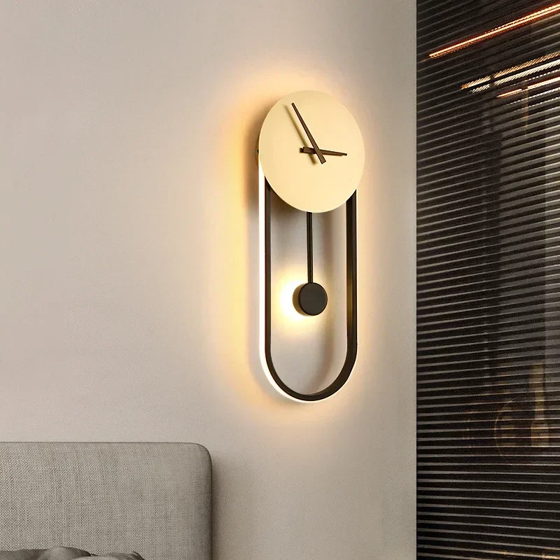 Modern LED Wall Lamp Clock Sconce for Bedroom Bedside Living Dining Room Aisle Porch Corridor Home Decor Lighting Fixture Luster