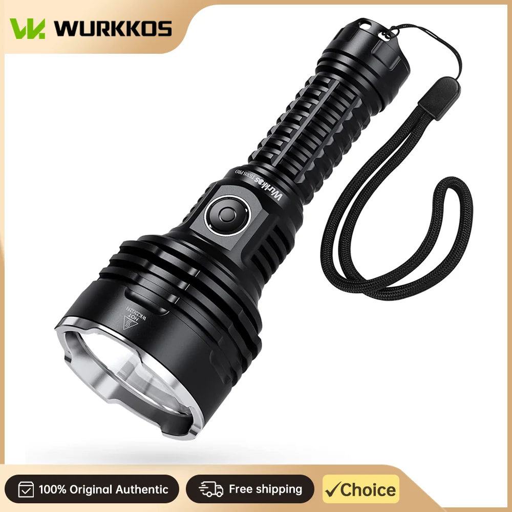 Wurkkos TS30S Pro Tactical Flashlight LED 6000Lm Maximum Beam Distance 1086 Meters 21700 Rechargeable Battery Ideal for Camping