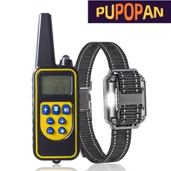 Pupopan Dog Training Collar with Remote IP67 Waterproof E Collar for Dogs Training with Shock Vibrate Beep and Light Modes