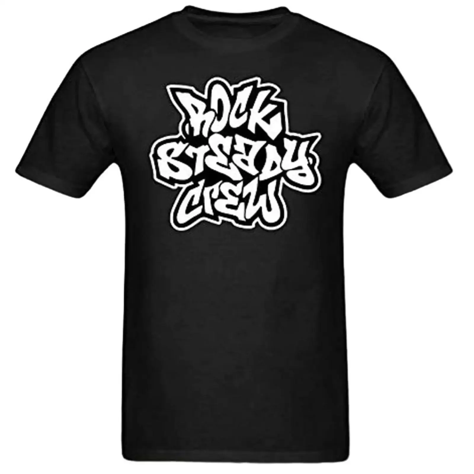T-shirt Rock Steady Crew, style old school hip hop New York B Boy De La Soul, noir vintage, délavé, streetwear tendance, extensible, décontracté