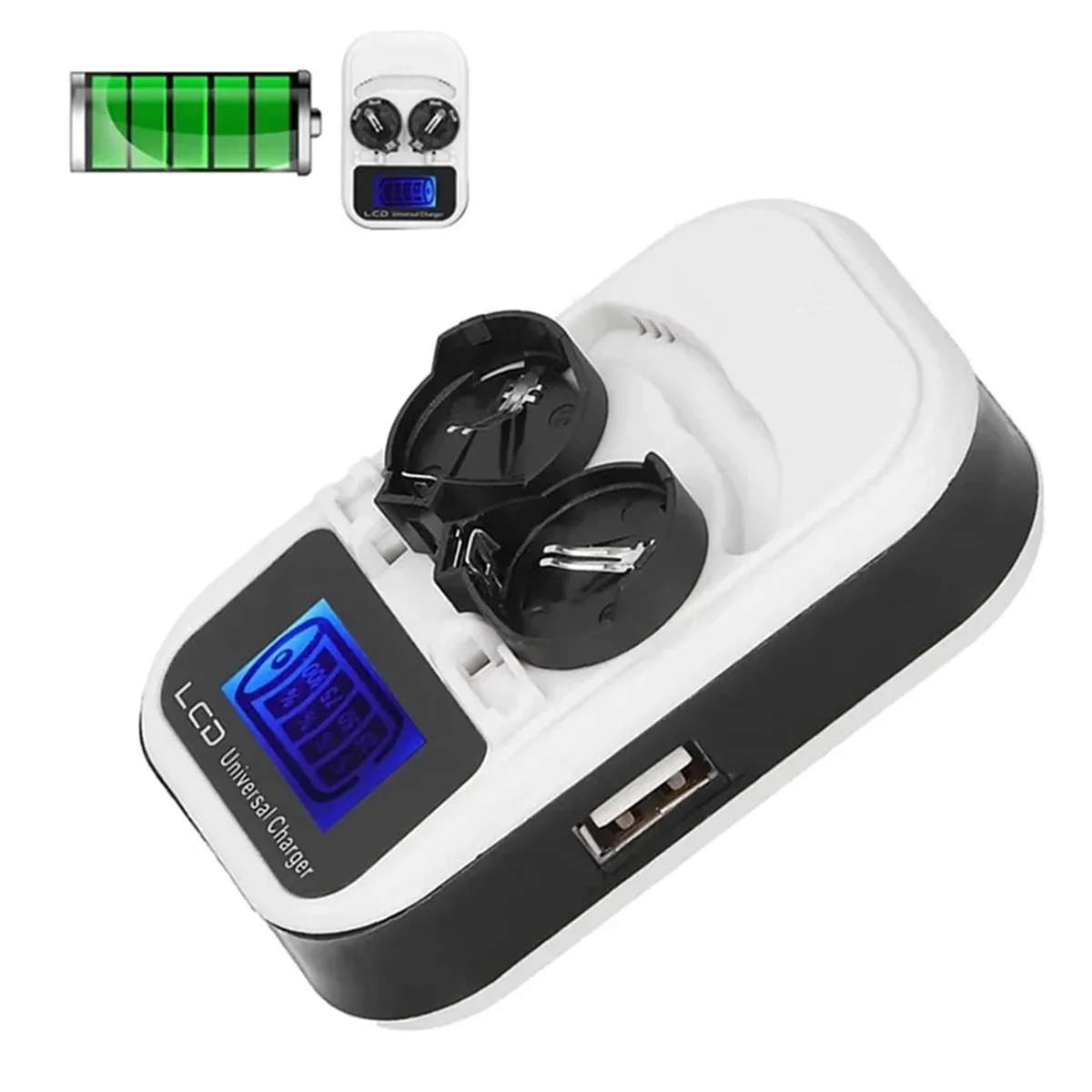 T85C Intelligent Battery Charger LCD Lithium Button Battery Charging USB Rechargeable Multifunctional Battery Charger EU Plug