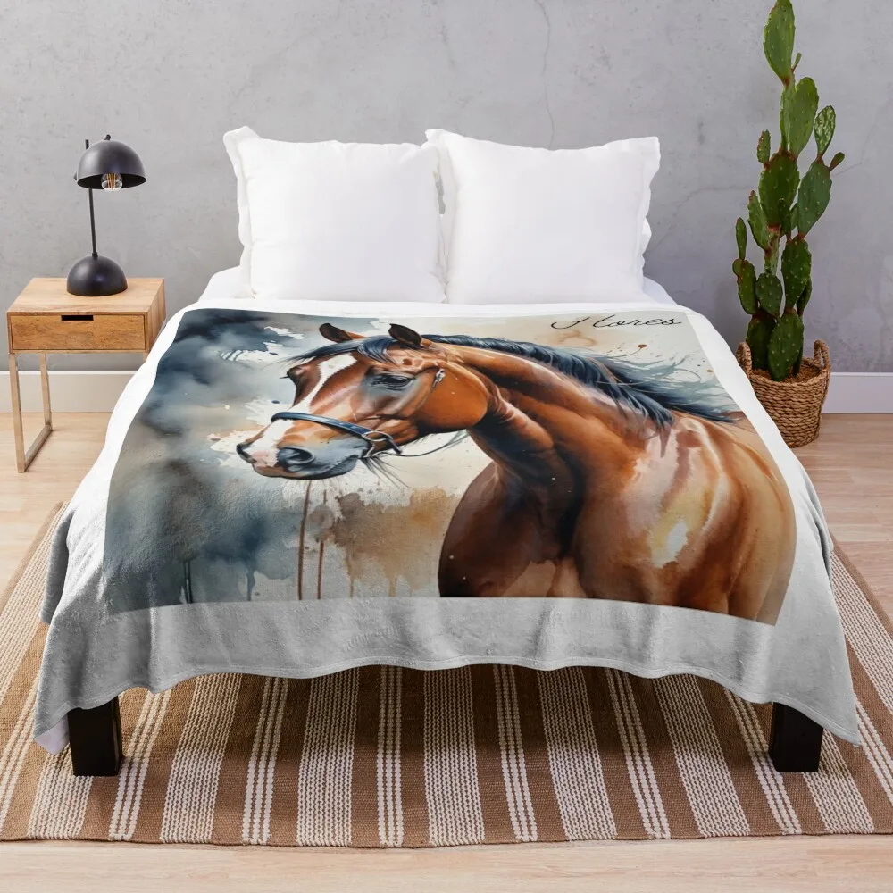 

Horse Watercolor Painting LOGO T-Shirts Throw Blanket Furrys Polar Blankets