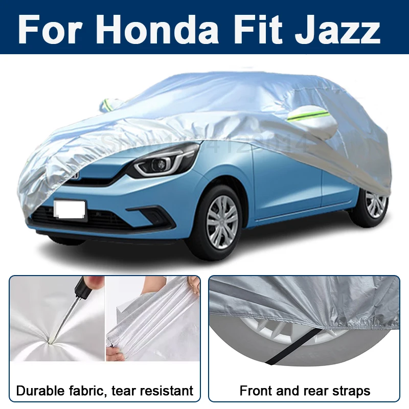 

Всепогодный чехол для автомобиля Honda Fit Jazz с отражающими полосами, водонепроницаемый, снегозащитный, пылезащитный, с защитой от УФ-излучения, автоаксессуары