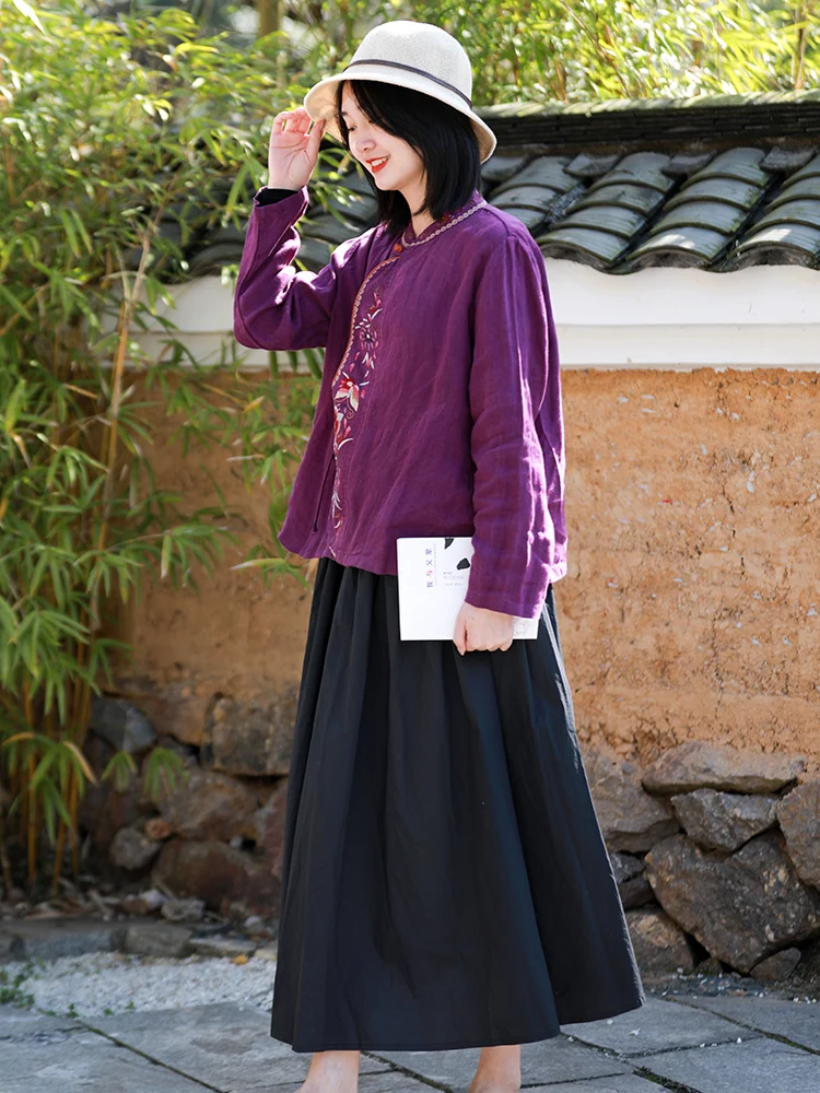 

Свободная женская юбка миди А-силуэта из хлопка и льна с завышенной талией, универсальная, стройнящая, для повседневной носки, в художественном стиле