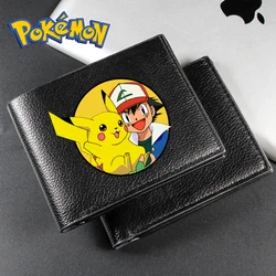 Pokemon Billfold Foldable Purse Pikachu Business Wallet Cartoon Figure Print Short Coin Purse Pu Leather Wallet Birthday Gifts