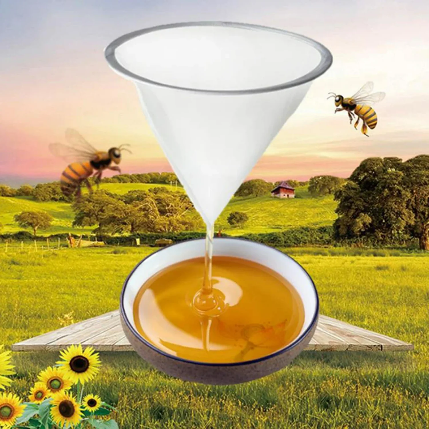 1Pc 35CM Honey Strainer Net Ultra-fine Impurity Filter Cloth Beekeeping Tool Funnel