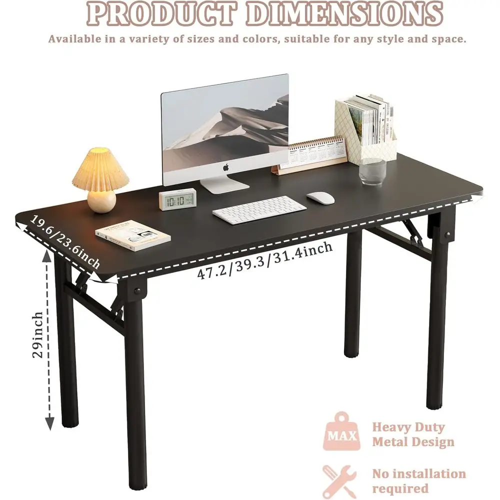 مكتب قابل للطي موفر للمساحة للمكتب المنزلي: طاولة كتابة سهلة الإعداد مع مساحة كمبيوتر مدمجة #2