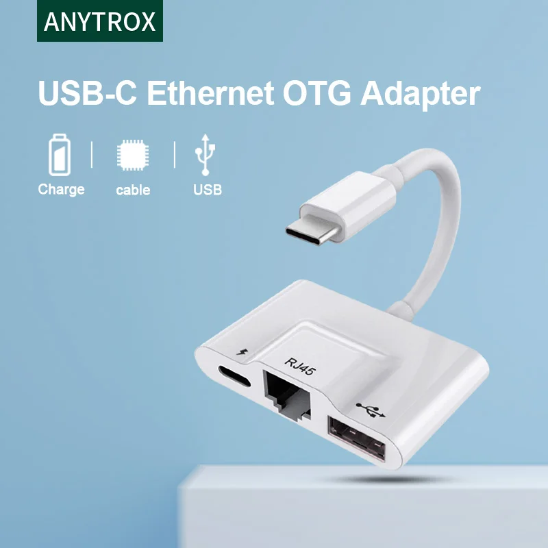 USB Type C to RJ45 Ethernet LAN Adapter/Cable Cord iPad USB C OTG Adapter/Connector Support PD 60W