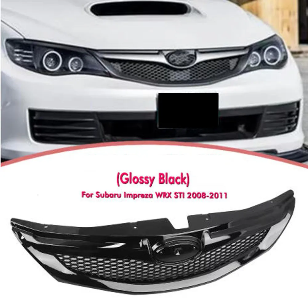 

For Subaru Impreza 10TH WRX STi Hatchback 2008-11 Front Grille Grill Carbon Fiber Look/Gloss/Matte Black Upper Bumper Hood Mesh