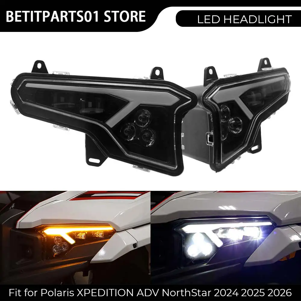 ATV/UTV Part Front LED Headlights Assembly 1 Pair Fit For Polaris XPEDITION XP 5 NorthStar 2024 2025 2026 #2416620 & 2416621