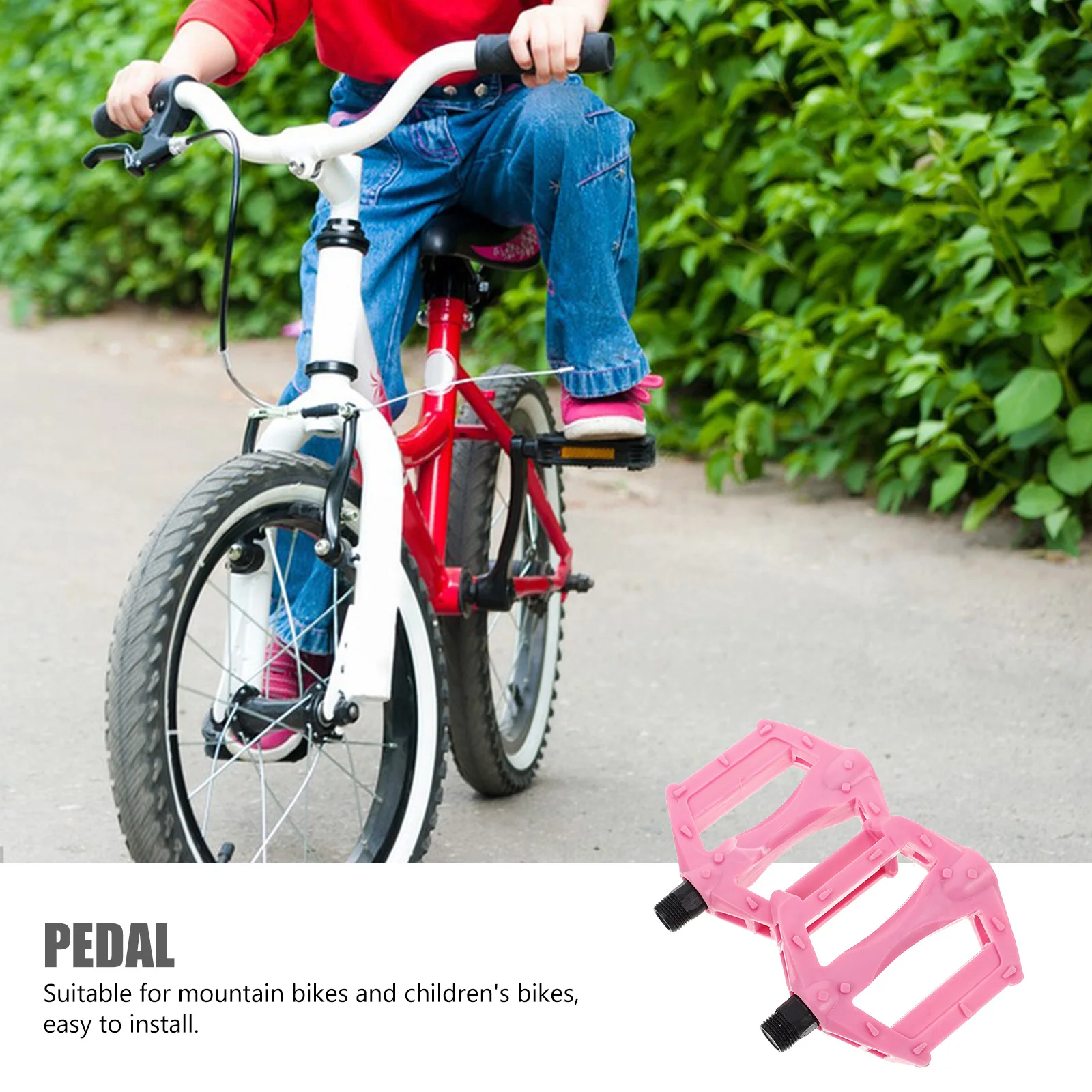 

2Pairs Bike Pedals Replacement Plastic Mountain Road Bike Flat Pedals Anti Slip Wide Platform for Youth Tricycle Cycling
