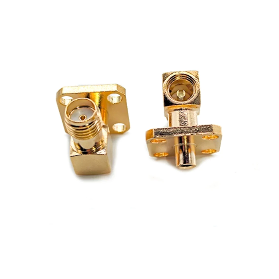 2pcs  SMA Female Jack Right Angle RF Coax Connector with 4-hole Panel Mount Solder for RG405 Cable NEW Welding Terminal
