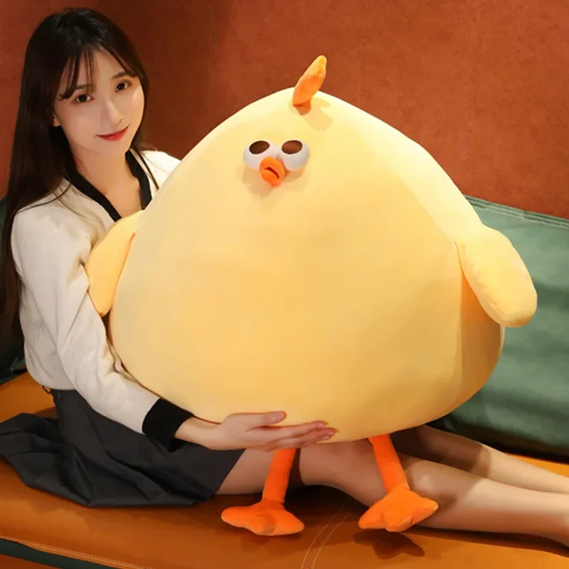 

25-65cm Squishy Yellow Chick Doll Stuffed Fatty Super Soft Chicken Animal Plush Toy Elastic Pillow for Kid Baby Comforting Gifts