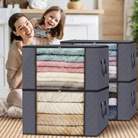 4Pcs Large Capacity Clothes Storage Bags with zipper Foldable Closet Organizers Storage Bags for Blanket Comforter Clothing