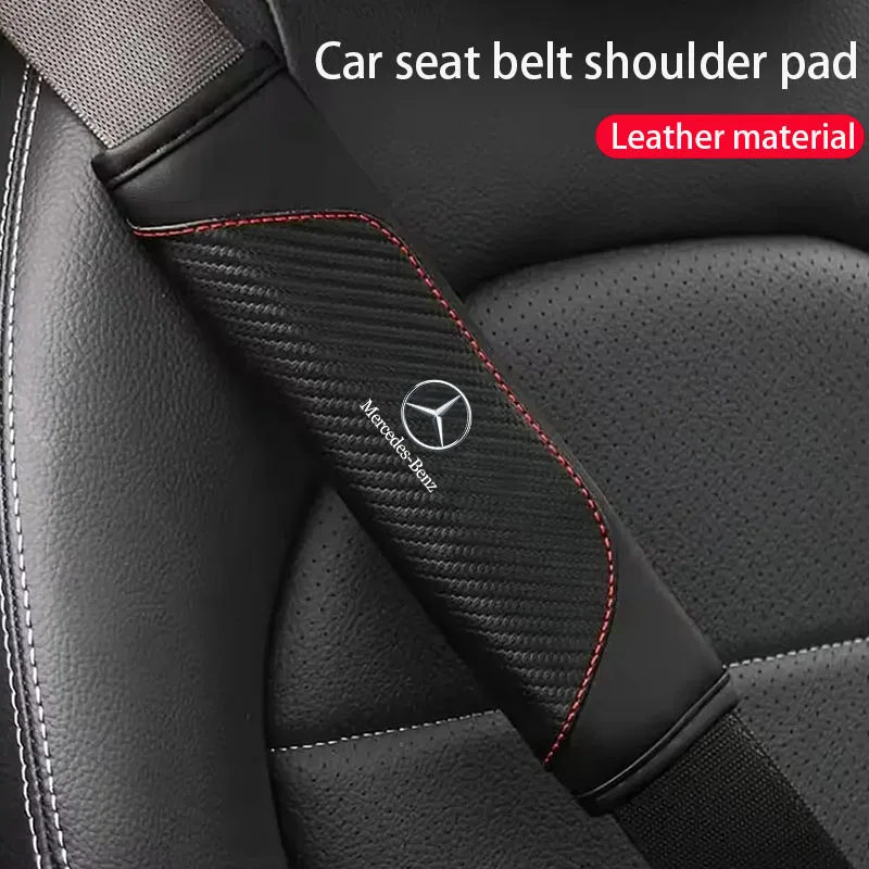 2 pezzi di decorazione in pelle PU per cintura di sicurezza auto per Mercedes Benz CLA CLE GLC GLK ML W222 W210 W211 W124 W176 W203 W204