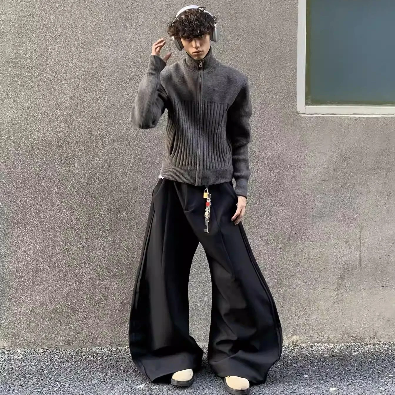 

Мужской свитер-кардиган в американском стиле с высоким воротником на молнии, утепленный, повседневный, осенне-зимний, модный, для пар