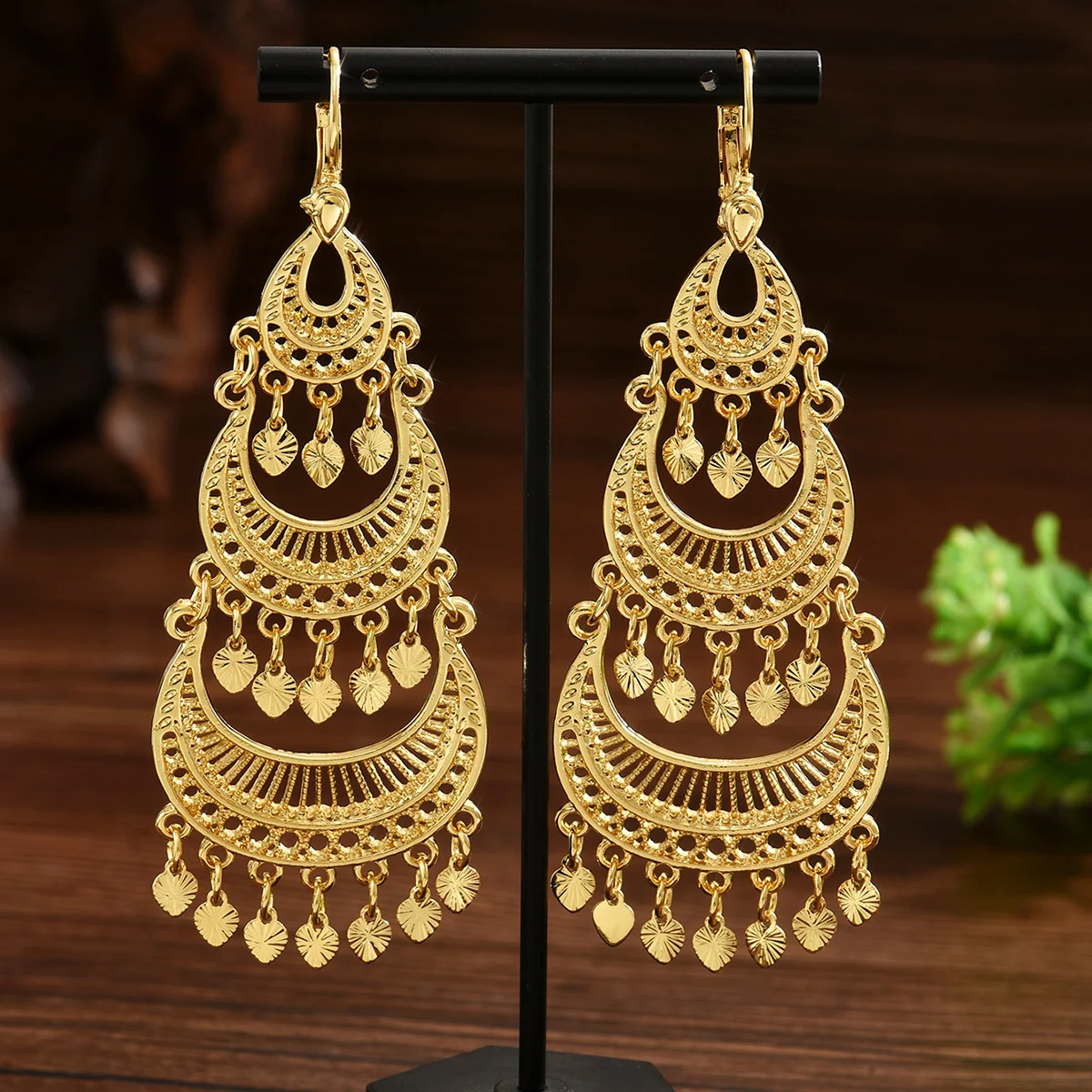 أقراط متدلية عرقية عتيقة أقراط شرابة حادة على شكل قلب باللون الذهبي أقراط عصرية للسيدات مجوهرات الشرق الأوسط لحفلات الزفاف