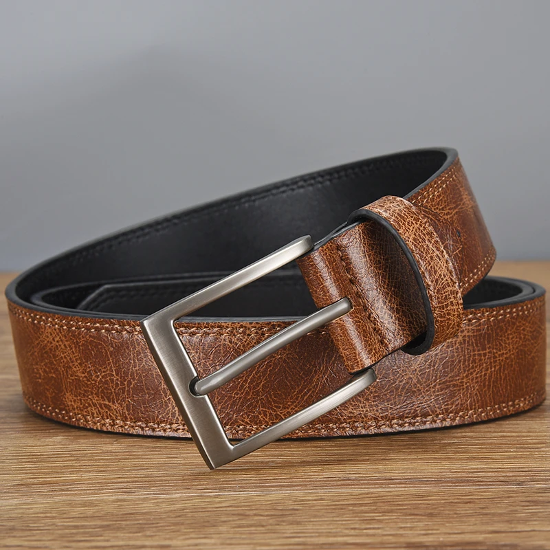 Men's Vintage Single Pin Buckle Pearlescent Belt，Classic & Fashionable For Work, Business, Casual Wear - Perfect Gift Idea