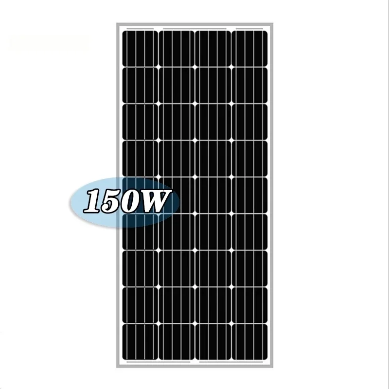 Monocrystalline Solar Panel for Home System, Battery Charger for Car Caravans and Motorhomes, 150W