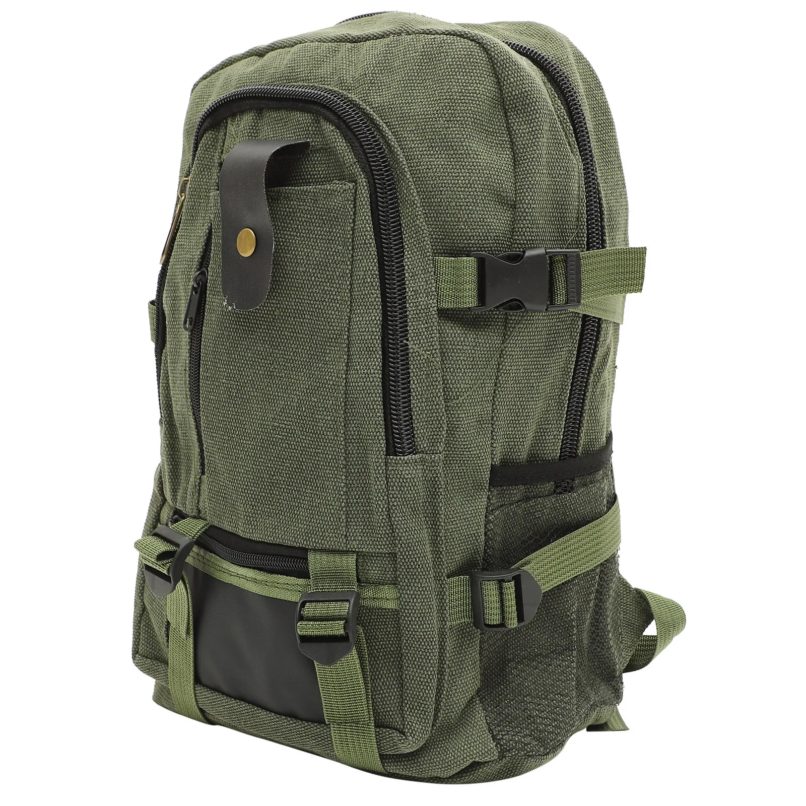 Large Capacity Green Canvas Backpack Heavy Duty Portable Rucksack for Student Travel Work Outdoor Adventure Multifunctional