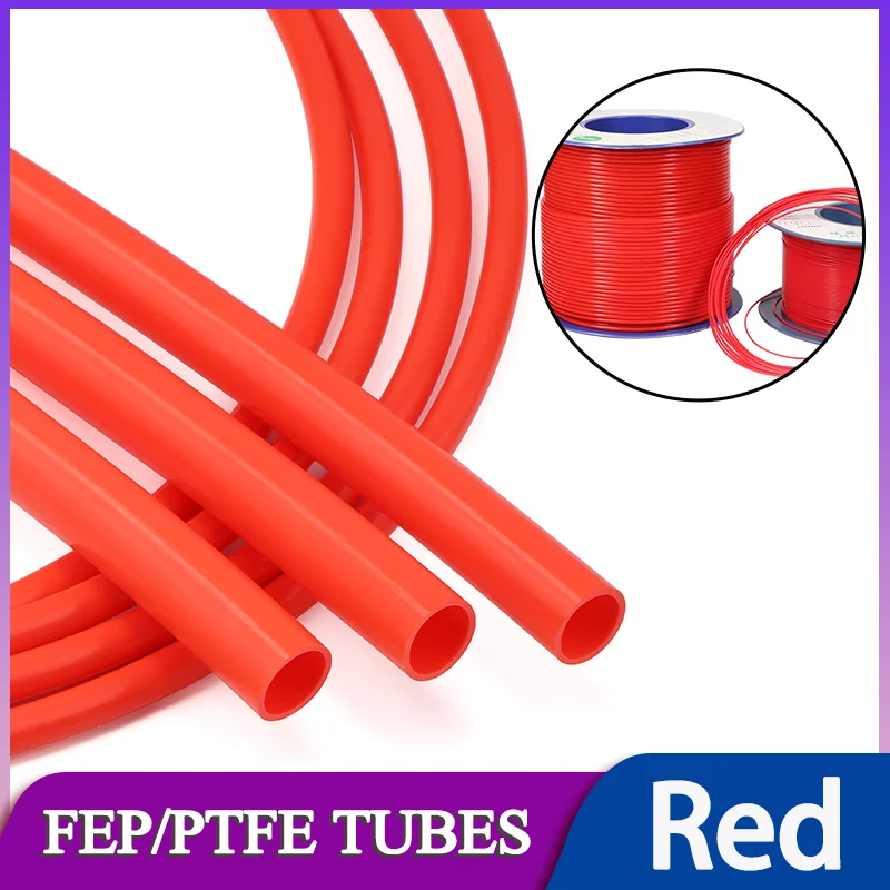

1~10M Red PTFE Tube 600V FEP Insulated Hose Diameter 1 2 2.5 3 4 5 6 7 8 10mm Extruder J-head Rigid Pipe For 3D Printer Parts