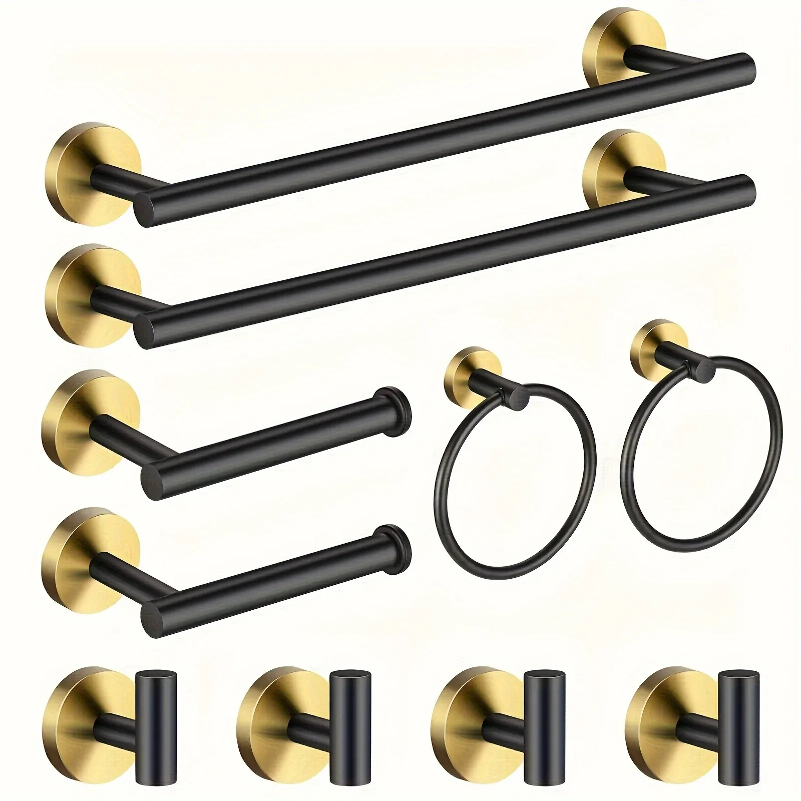 

Набор аксессуаров для ванной комнаты из нержавеющей стали цвета черное золото: настенный держатель для полотенец, кольцо для полотенец, держатель для туалетной бумаги, крючок для ванной.