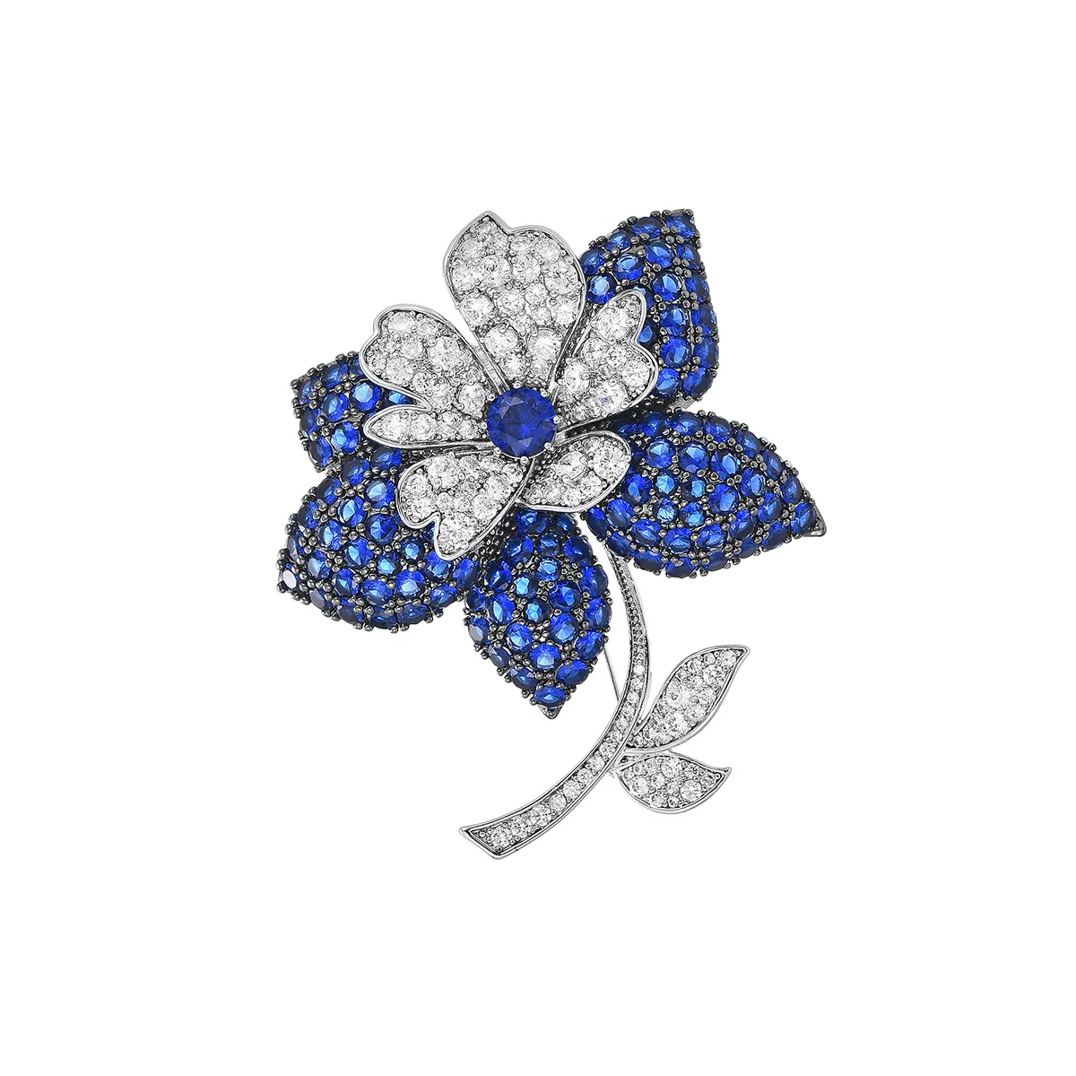 

Beauty Luxury Brass Orchid Flower Brooch with Cubic Zirconia Clothing Accessories