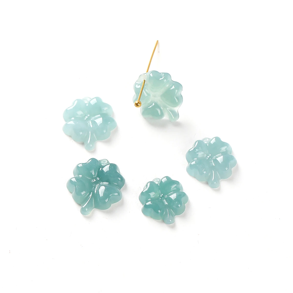 1 قطعة الحجر الطبيعي غواتيمالا الجاديت منحوتة أربع أوراق البرسيم حبة محظوظ سحر لصنع المجوهرات عقد دي اي واي قلادة الإكسسوار #3