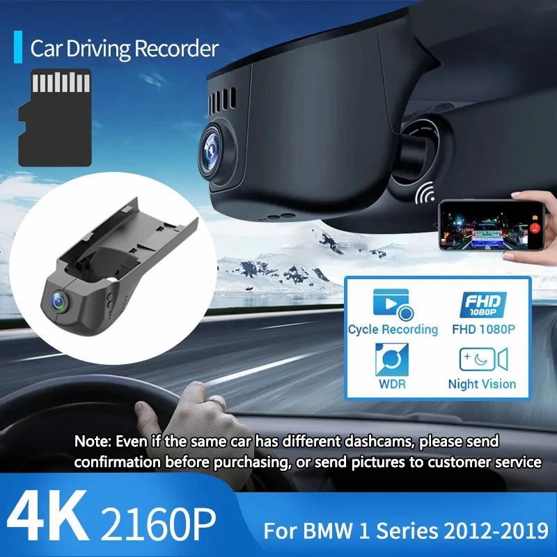 for BMW 1 Series 118i F20 2018 2012~2019 2160P 4K Car DVR Dash Cam HD Wifi Camera Driving Video Recorder Accessories Car-styling