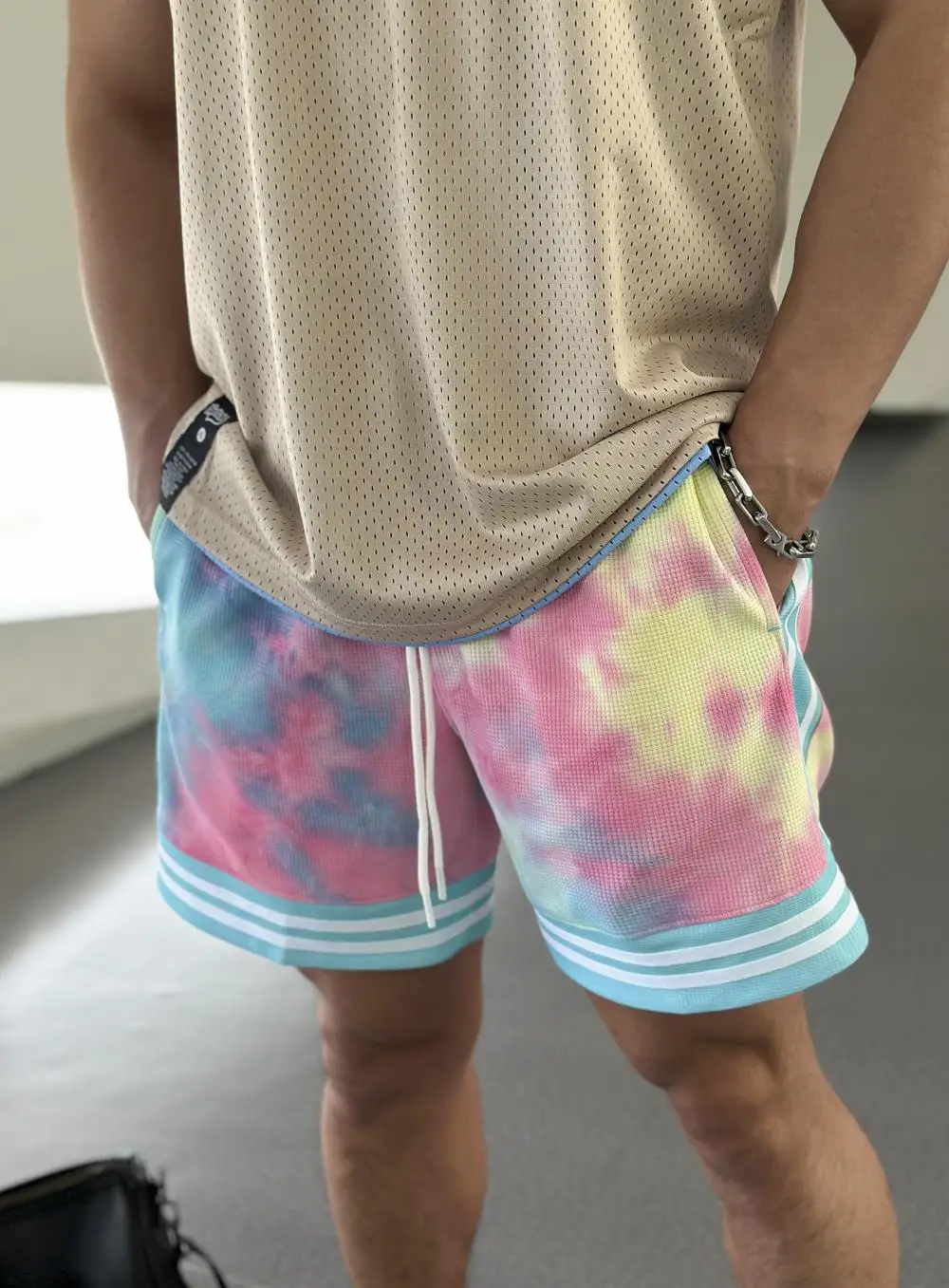 Men Shorts Vintage Hip-Hop American tie-dye Beach Pants Shorts Oversize Men Summer Loose Casual Pants Clothing Casual Short Punk