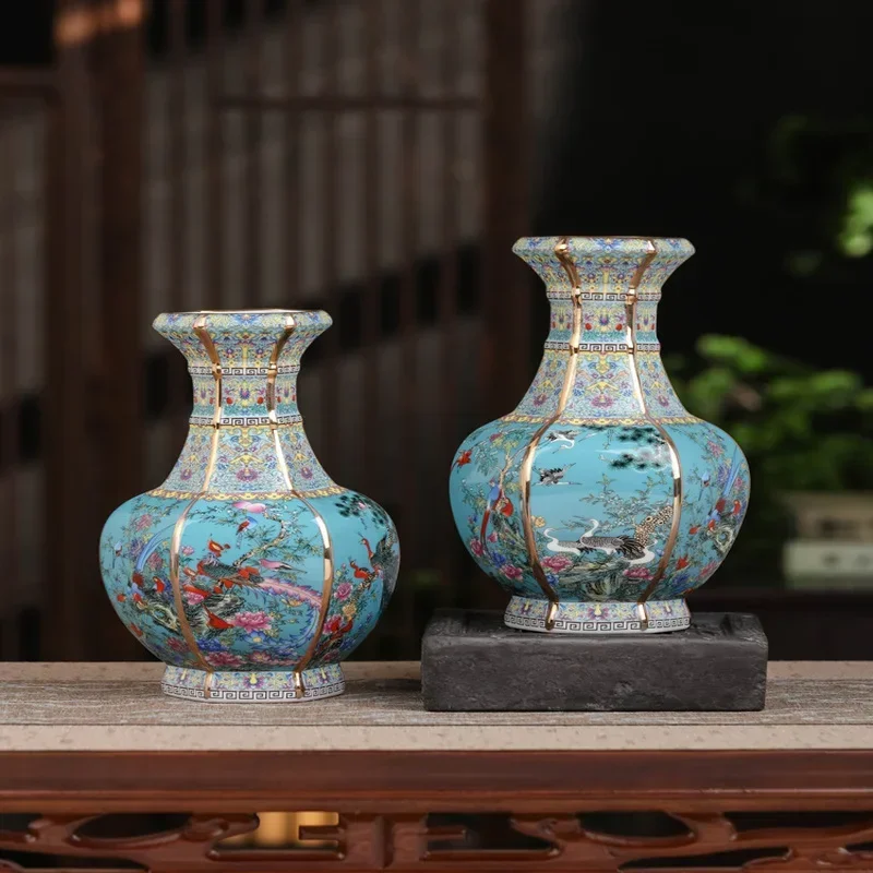 Jingdezhen Porcelain Vase Antique Official Enamel Porch Ornaments Square Porcelain Collection