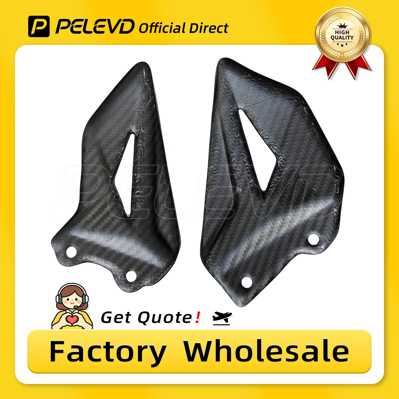 PELEVD 100% CARBON FIBER Glossy Finish Foot pedal  Heel Guards Footrest Wing Plate For HONDA CBR1000RR-R CBR 1000RR-R 2020-2024