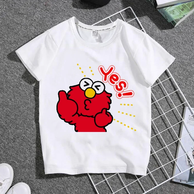 تي شيرت صيفي جديد للأطفال لعام 2025 تي شيرت للأولاد والبنات تي شيرت مطبوع عليه رسوم كرتونية Q-نسخة كوكي مونستر إيمو للأطفال