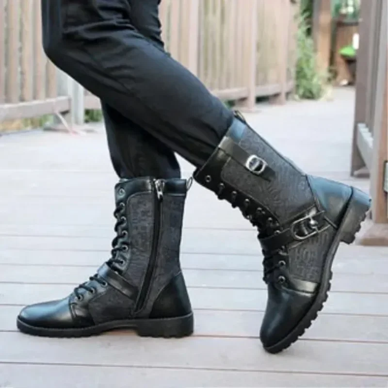 Men\'s Boots High Cut Trendy 2025 With Zip Male Shoes Original Deals Offers Cheap New Y2k Classic Fashion Designer In Promotion