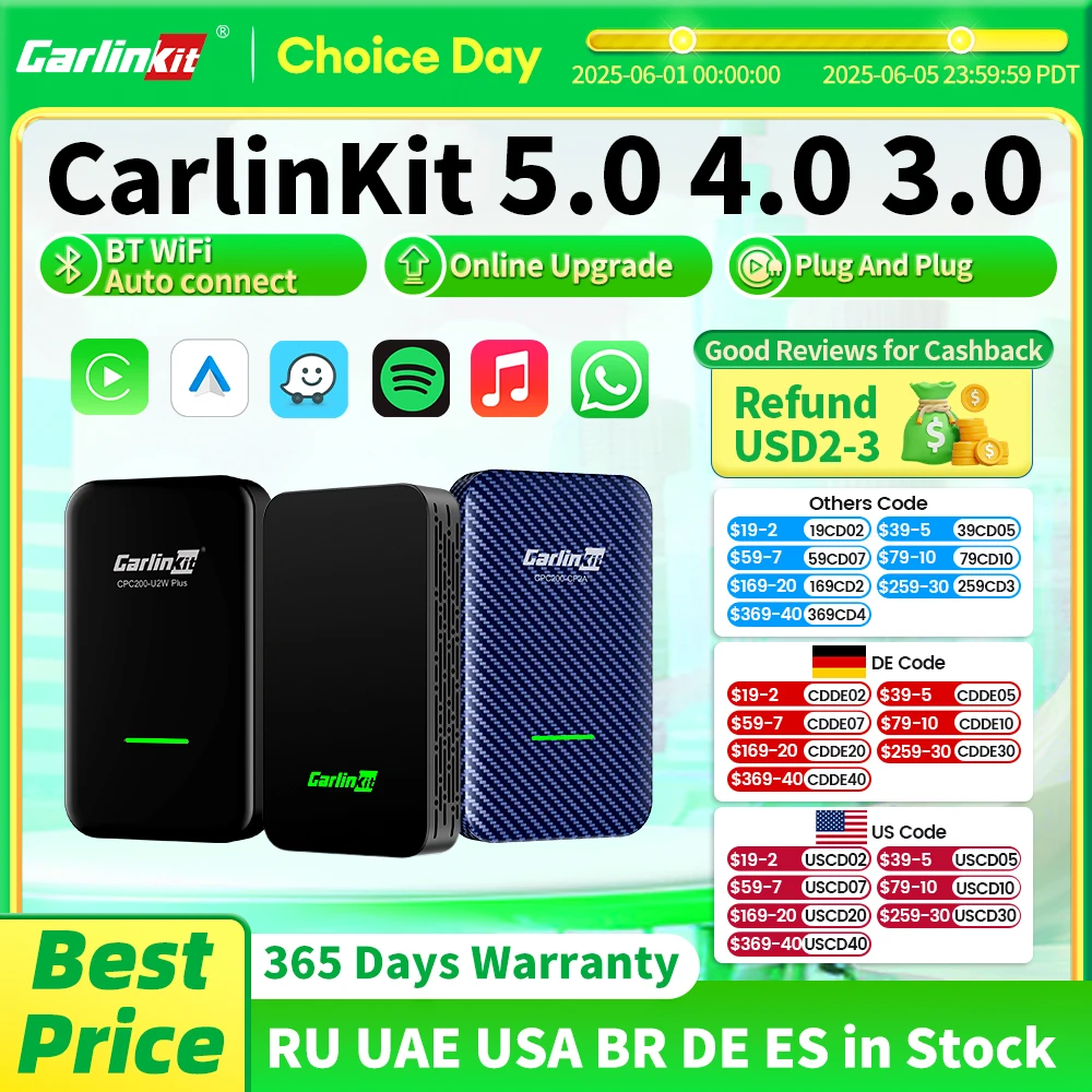 CarlinKit 5.0 4.0 3.0 CarPlay Wireless Dongle Aktivator Auto-Connect für Audi Porsche Benz VW Volvo