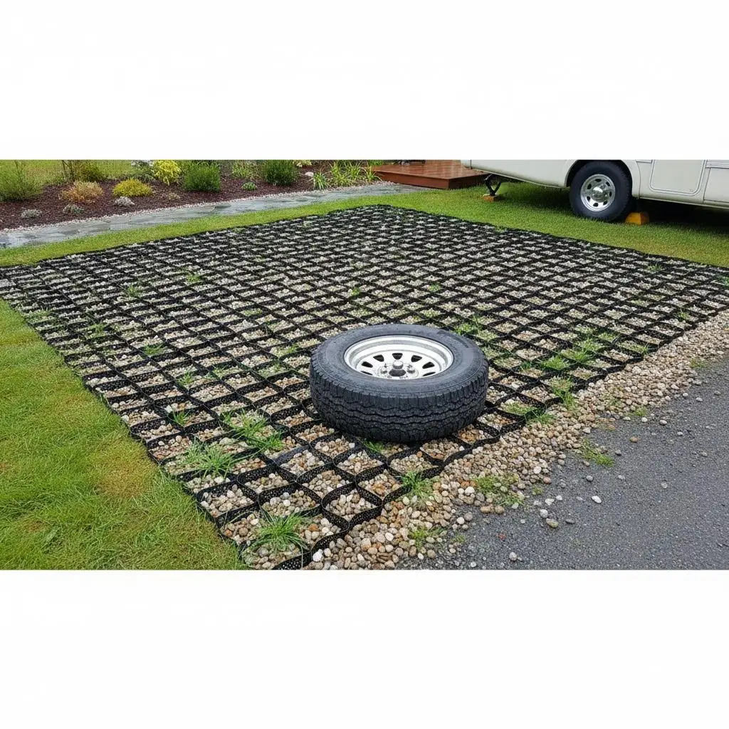 Geocell Ground Grid 25x9.5 FT 3 Inch Depth For Driveway Patio RV Parking Walkway Garden 1880 LBS Load Capacity Permeable Grav