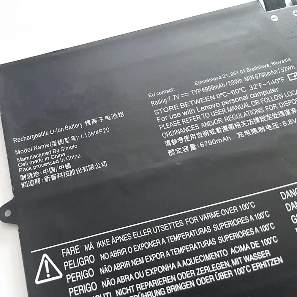 Brand New Original L15M4P20 7.7V 53Wh Laptop Battery for Lenovo Yoga 900S-12ISK 80ML001XGE 80ML001WGE 80ML001YGE L15L4P20