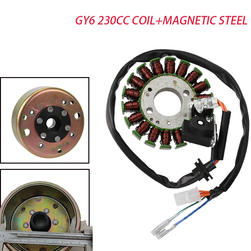 In stockGoten 18 coil magnetic stator and magnetic steel for GY6 230cc light motorcycle Sunl Roketa Vespa