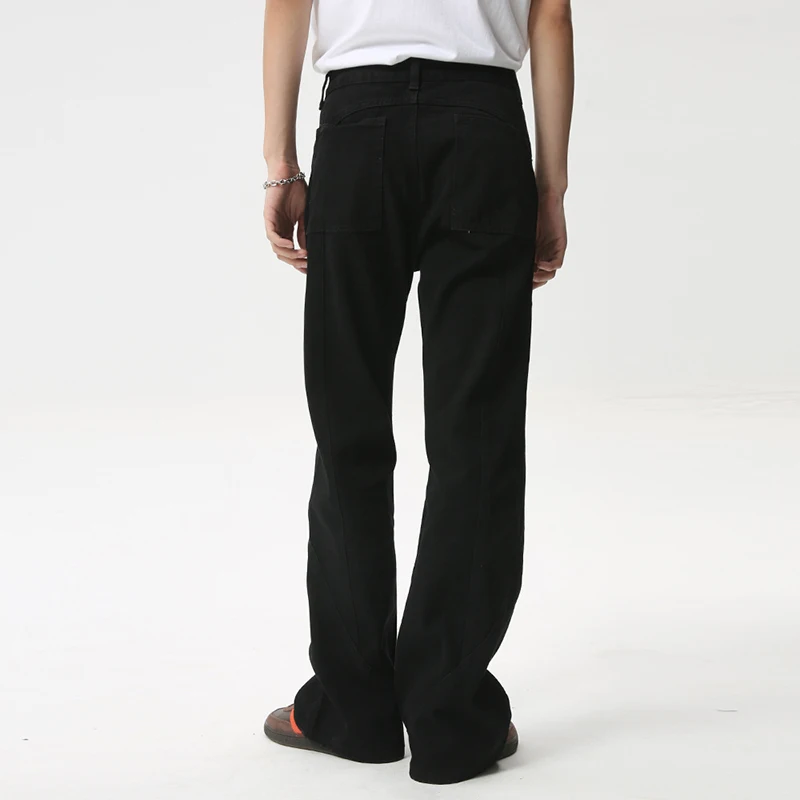 WTHT Celana Denim High Street Desain Tambal Sulam Tidak Beraturan Pria Fashion Jeans Kasual Kaki Lebar Longgar Trendi Baru Musim Panas Pria 2A0093