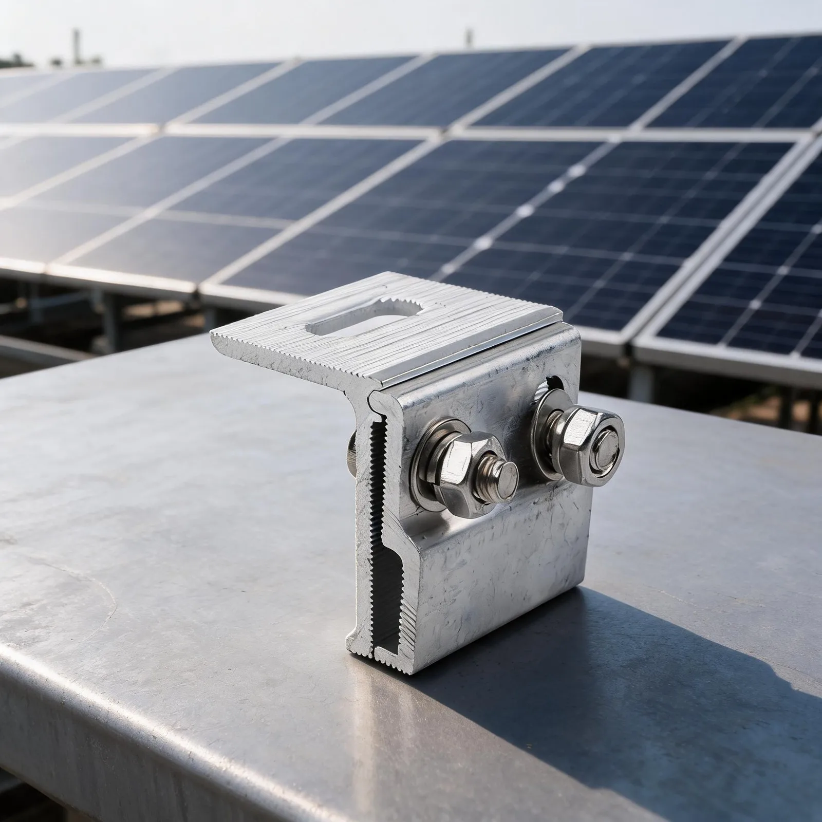Securely mount solar systems on standing seam roofs with this sheet seam clamp Simple assembly (80 characters)