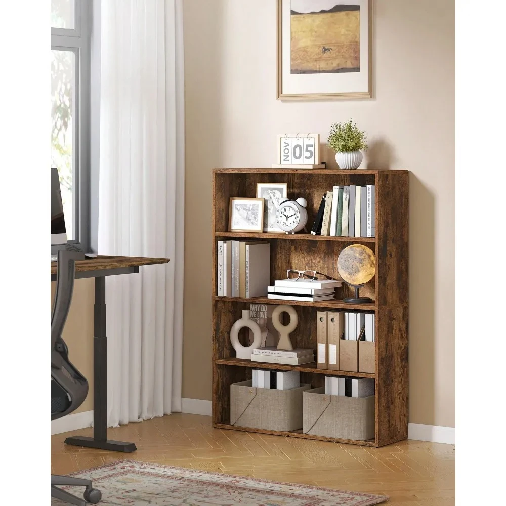 

4Tier Bookcase, Book Shelf, Open Storage Shelf, For Living Room, Home Office, Dining Room, Rustic Brown