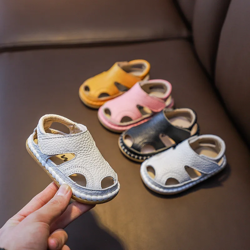 

Summer Genuine Leather Baby Girls Sandals Breathable and Non-slip Baby Shoes Cowhide Newborn Boys Indoor Shoes