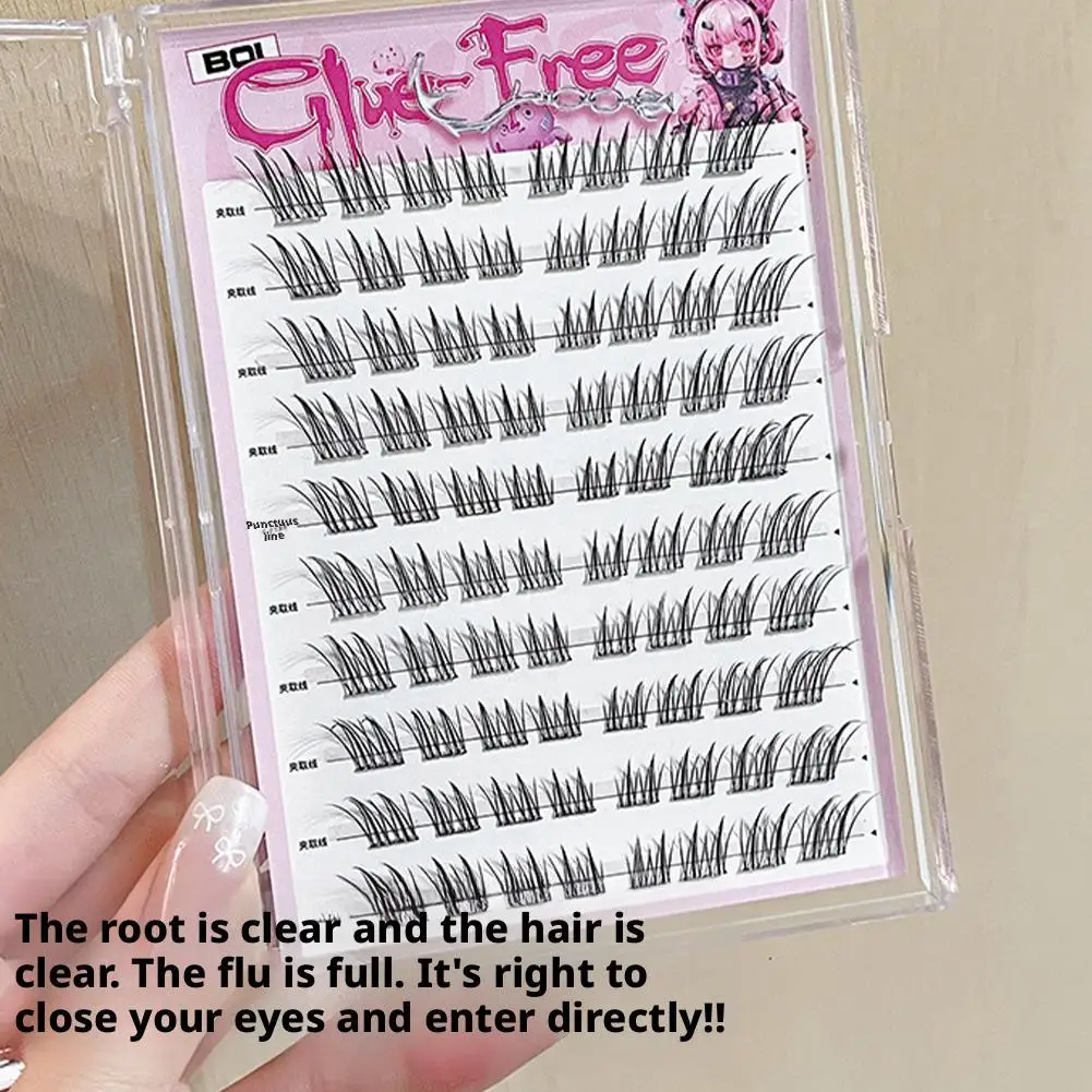 Fox-style False Eyelashes Glue-Free Segmented Upper Lower Lashes Cool-Toned Brown   Alluring Natural Enlarge Eyes Makeup Tool